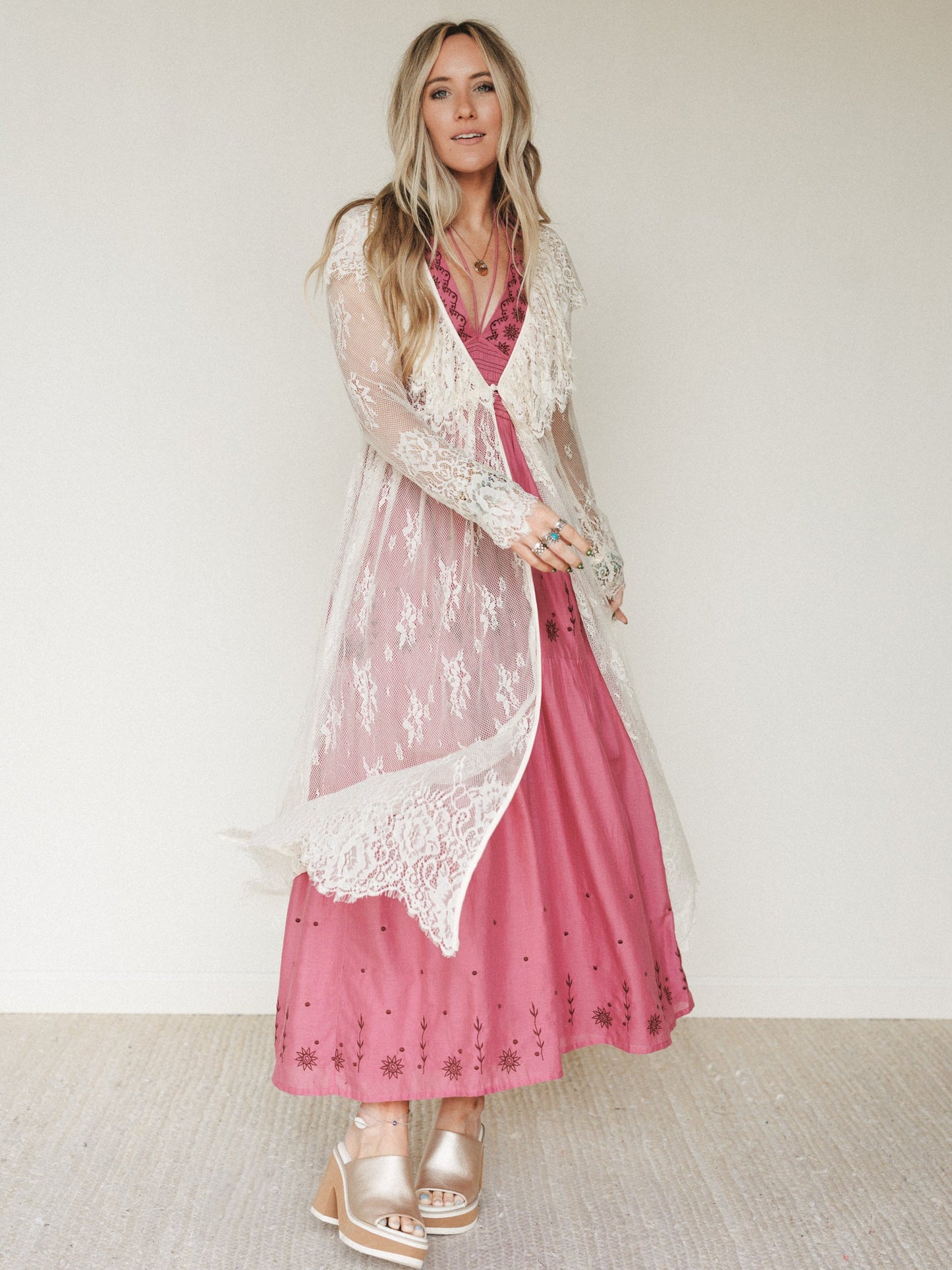 Love Letters Baroque Lace Duster - Cream