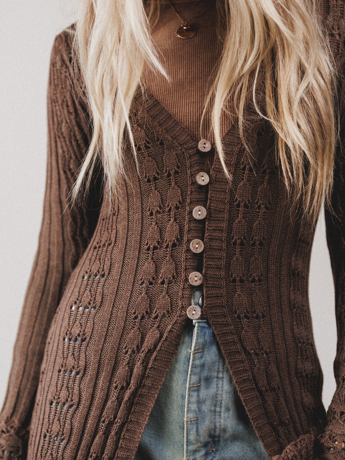 Windswept Long Knit Cardigan - Mocha