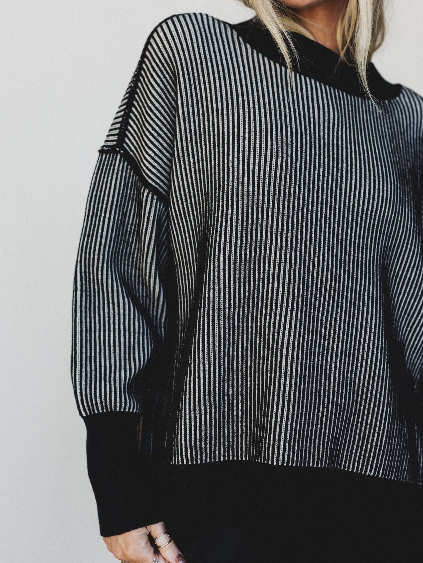 Peyton Striped Sweater - Black