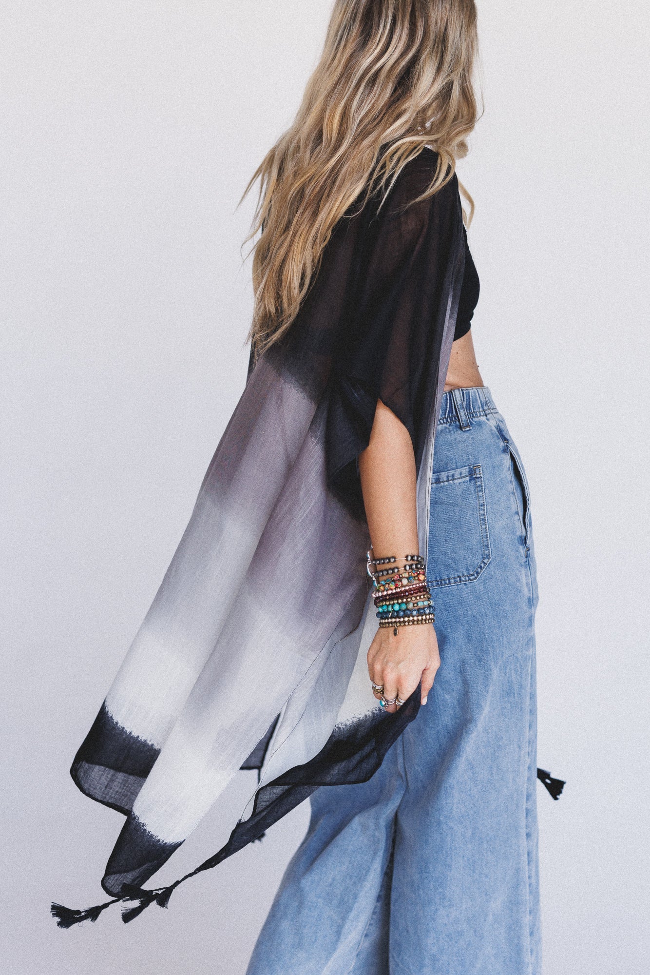 Sienna Soul Ombre Kimono - Black