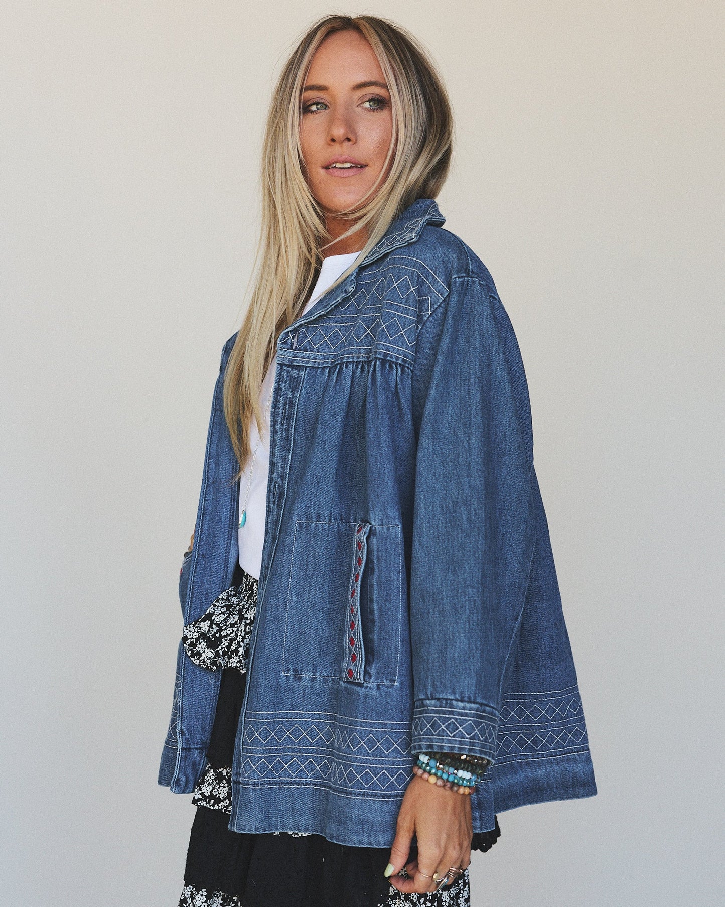 Denim Joy Jean Embroidered Jacket - Medium Wash