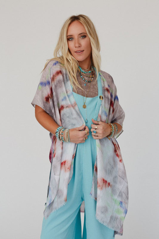 Swirling Sky Kimono - Brown