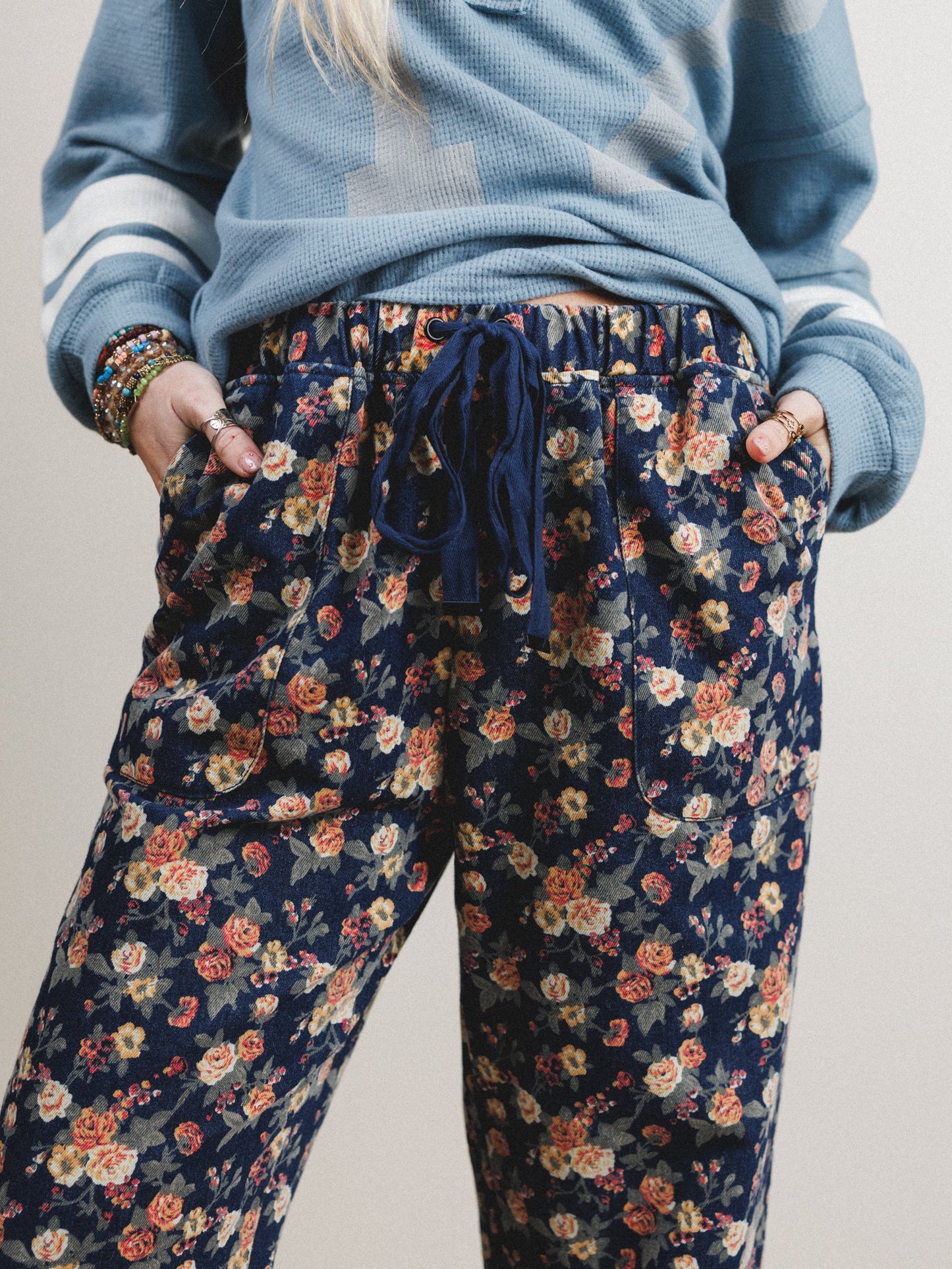 Flower Patch Jeans - Denim