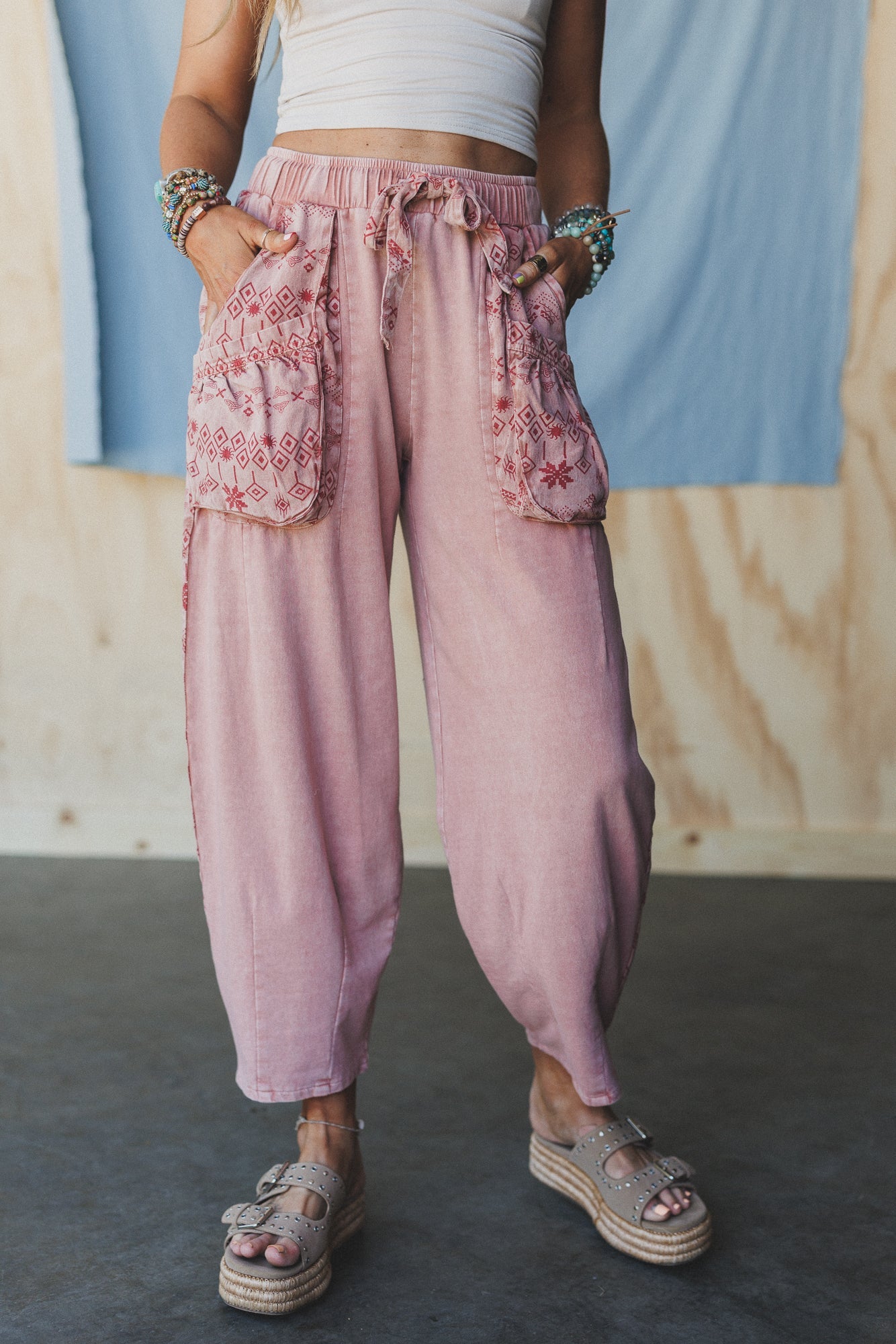 Zyana Wide Leg Pants - Rose