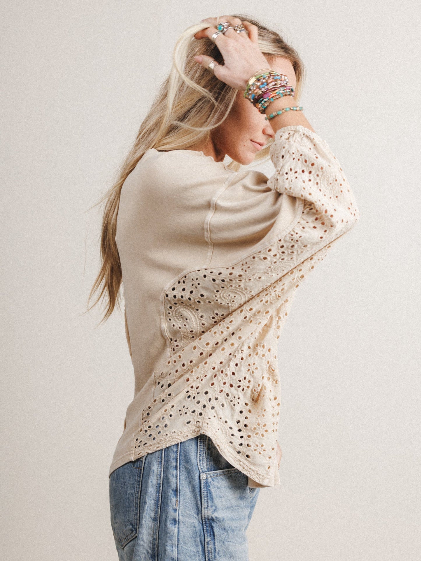 On Point Eyelet Knit Top - Natural