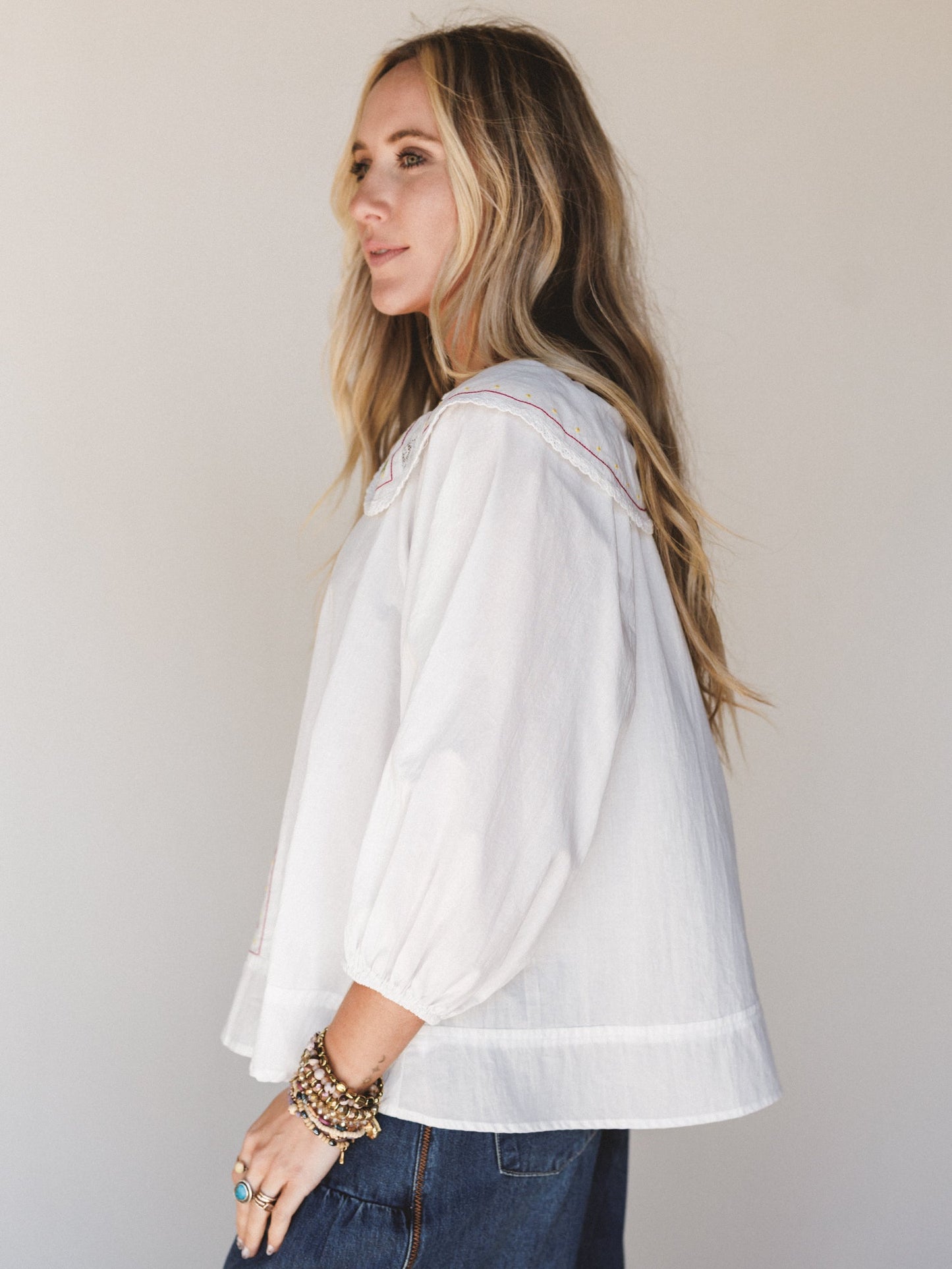 Hints of Spring Blouse - White