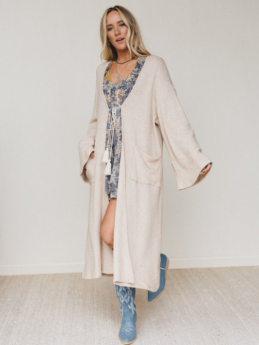 The Nest Emma Lu Duster Cardigan - Oatmeal