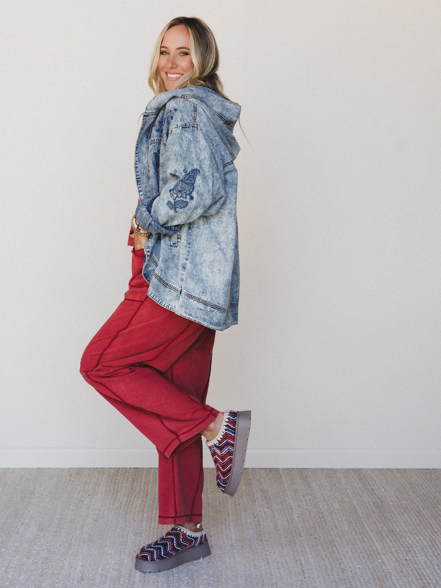 Butterfly Lady Embroidered Jacket - Denim