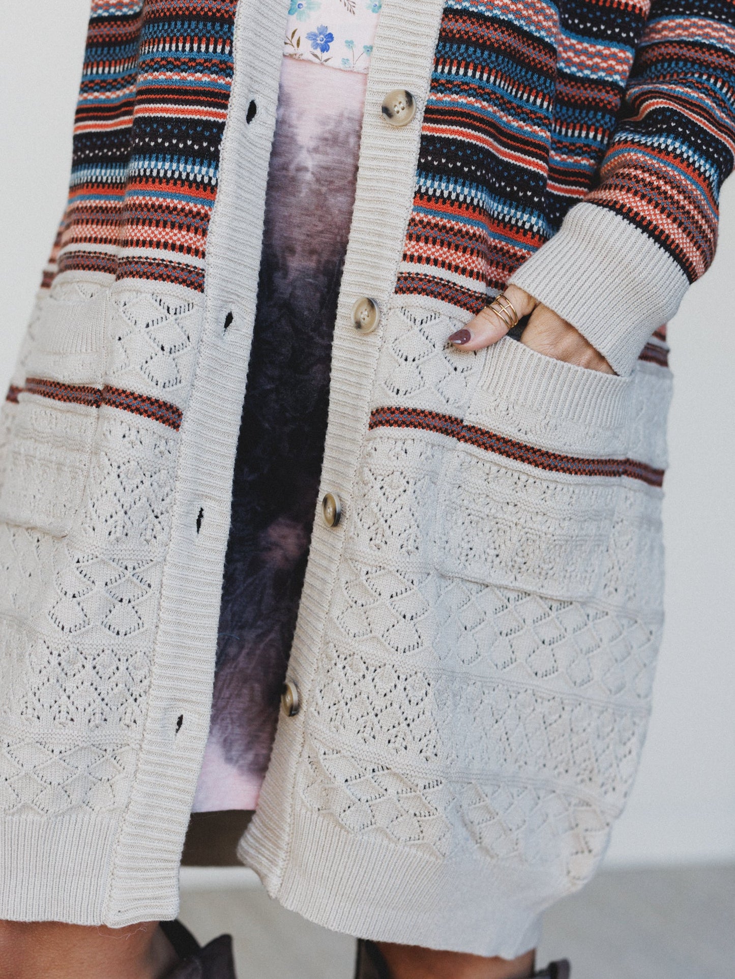 In The Seams Long Cardigan  - Light Beige