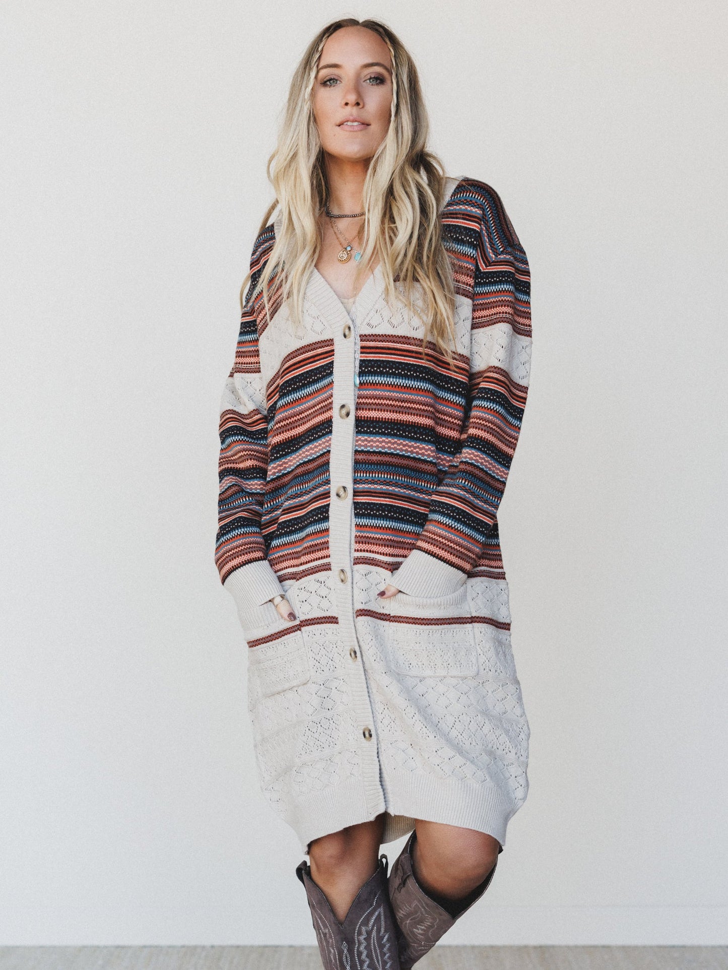 In The Seams Long Cardigan  - Light Beige