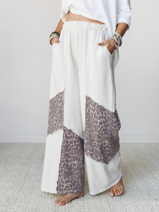 Printed Spirit Wide Leg Pants - Natural
