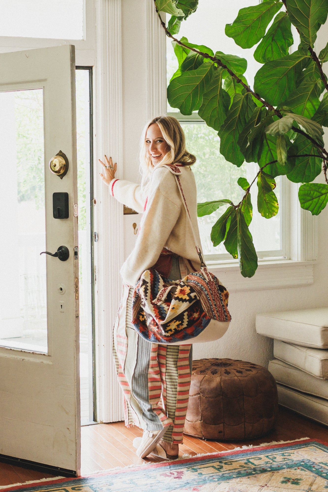 Eclectic Stripes Wide Leg Pants - Pink