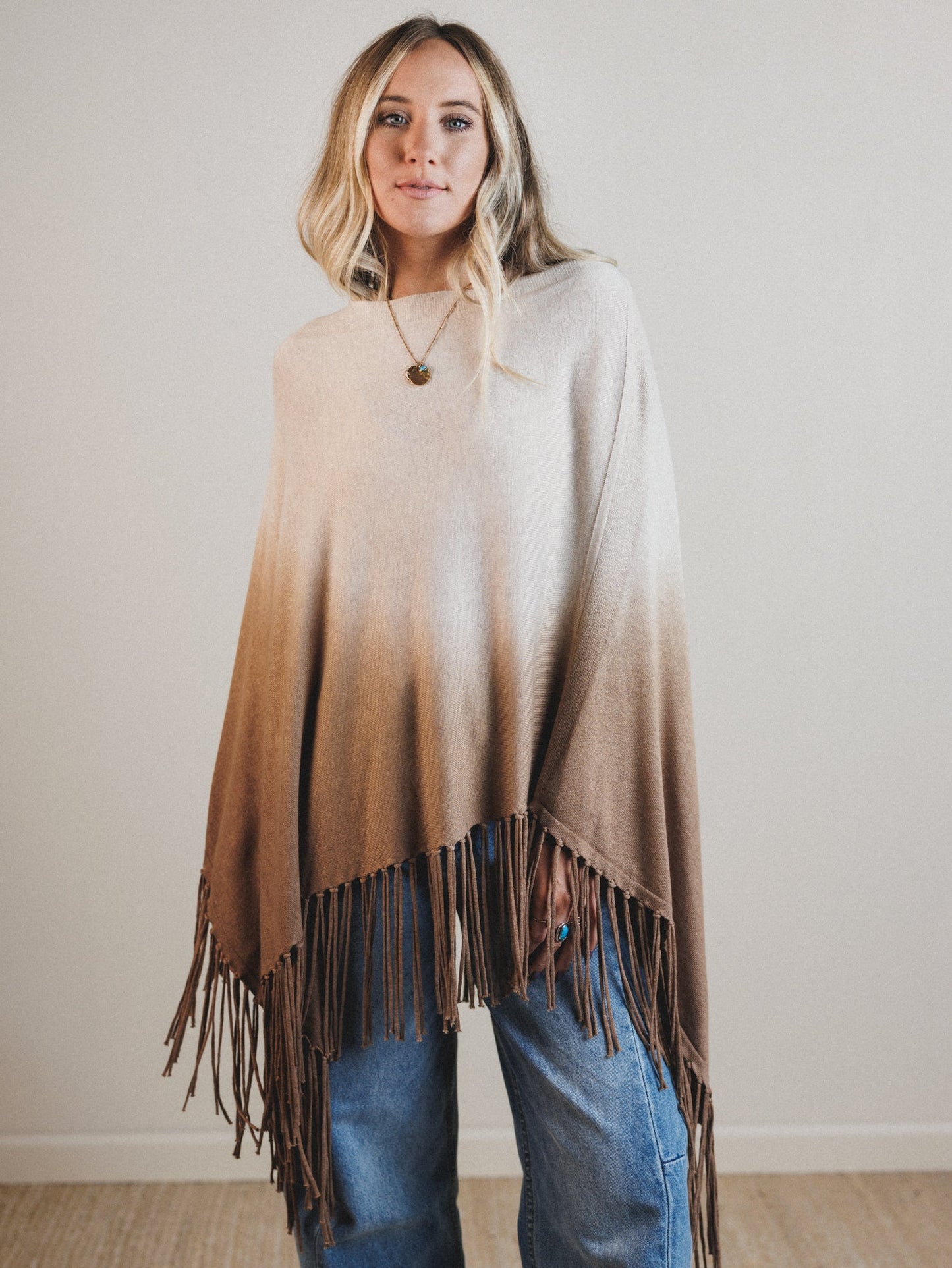 Mountain Song Poncho - Heather Petal Woodsmoke