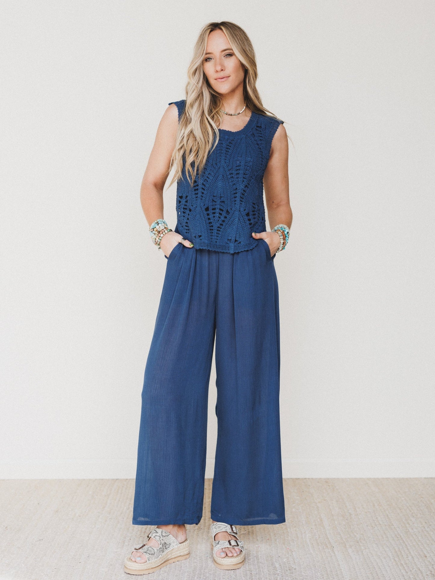 Jolene Wide Leg Jumpsuit - Navy