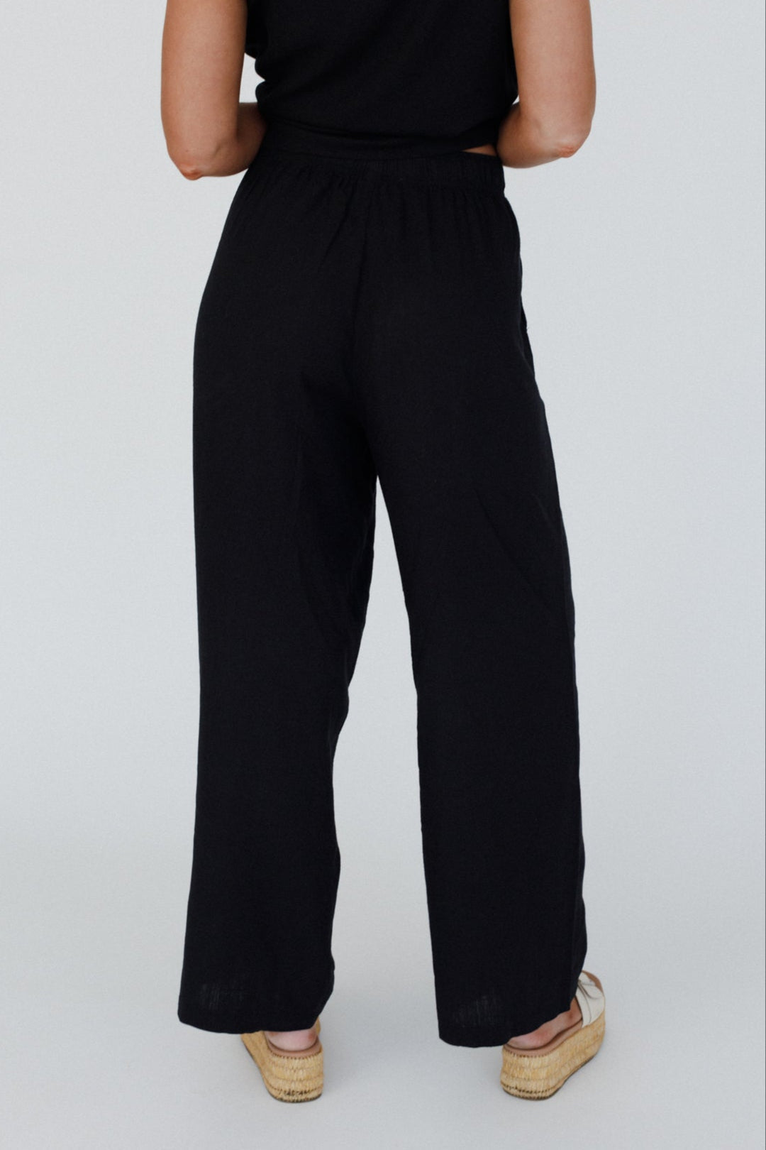 Coastal Ease Drawstring Pants - Black