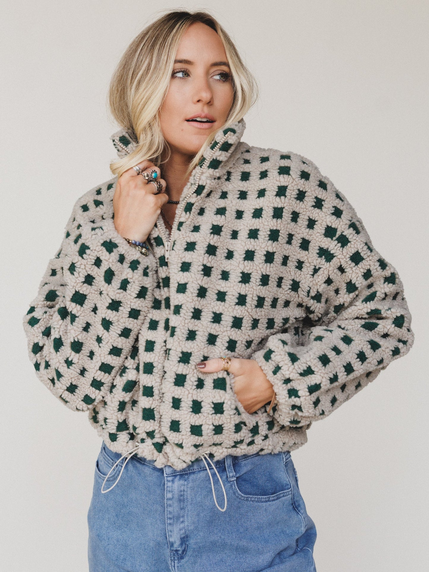Ready Set Go Checkered Jacket - Taupe