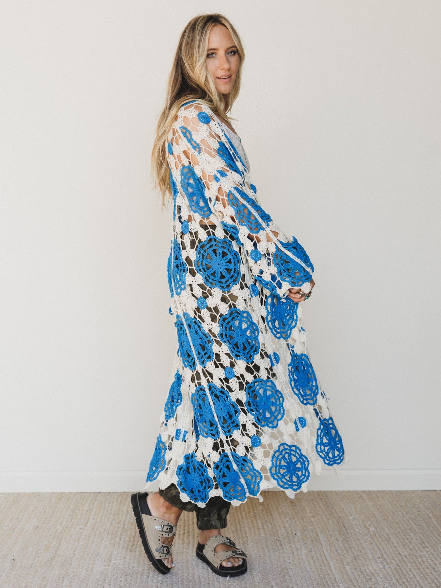 Dazzling Light Duster Kimono - Blue Multi