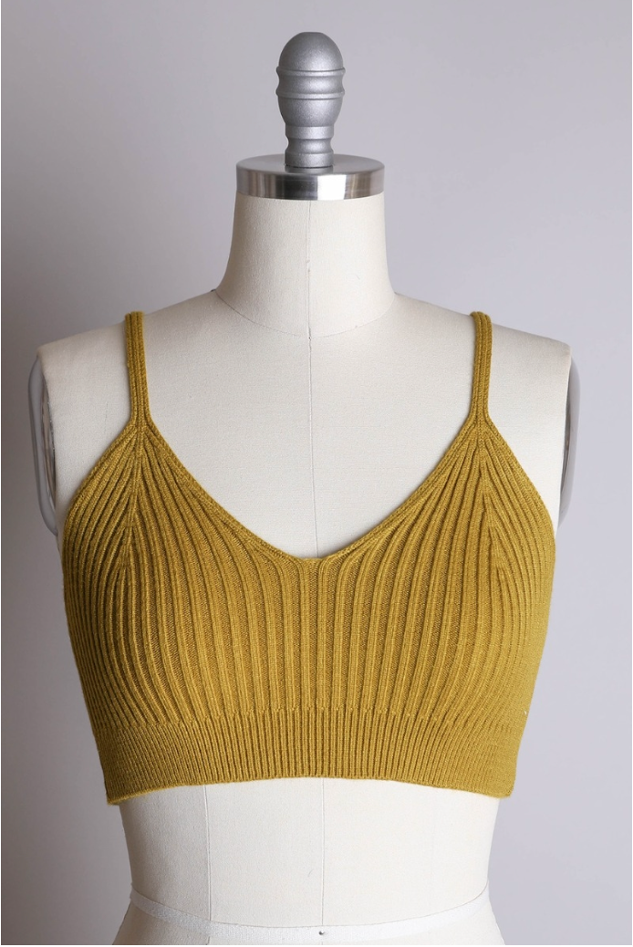 Uma Ribbed Sweater Bralette - Mustard