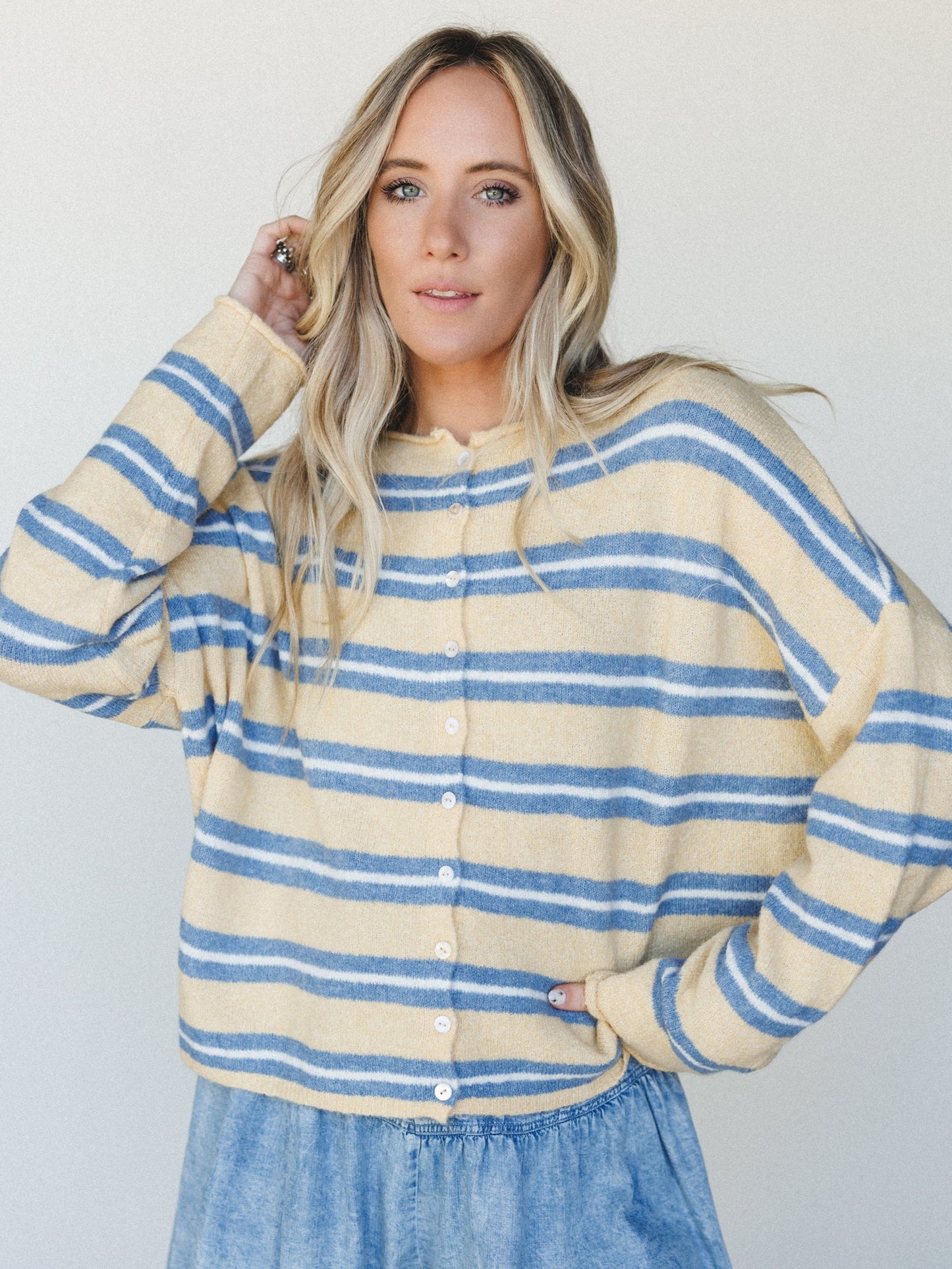 Birdie Button Down Cardigan - Honey