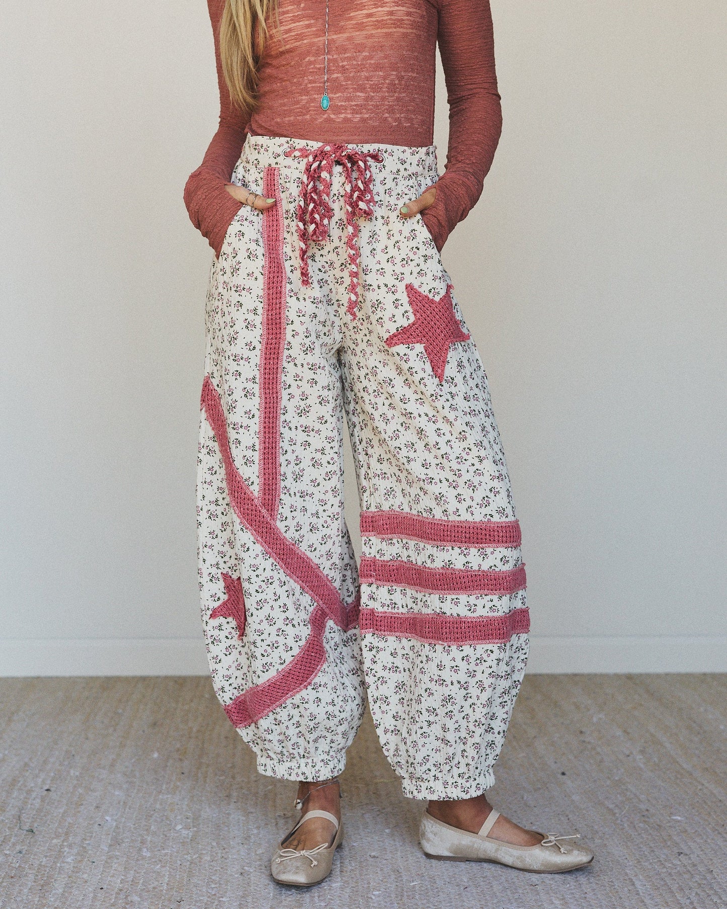 Star Child Pants - Ivory Hibiscus