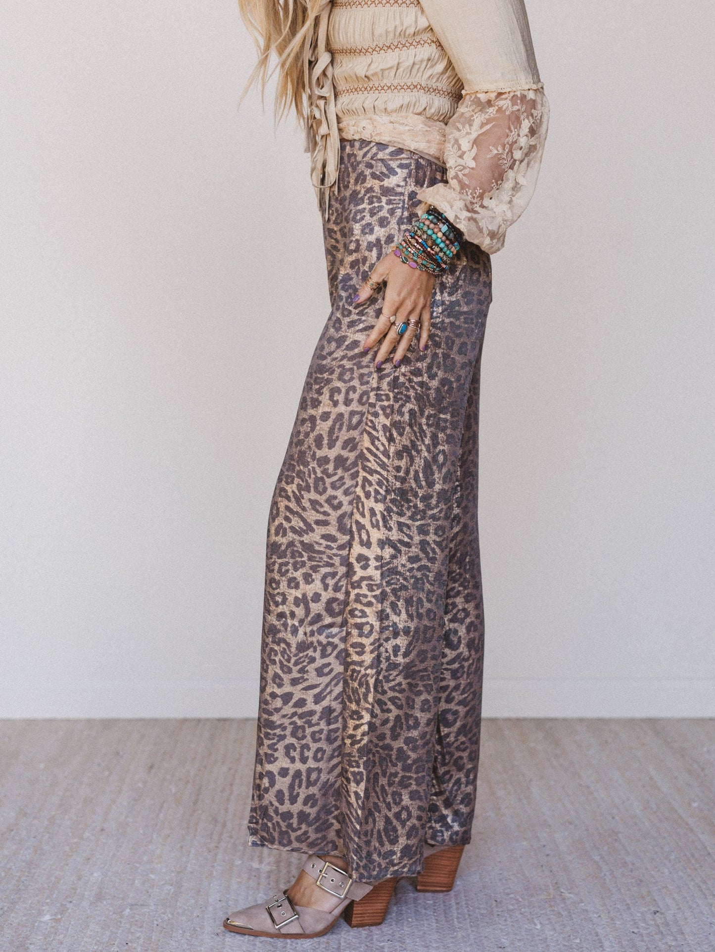 Darling Drift Animal Print Pants - Gold