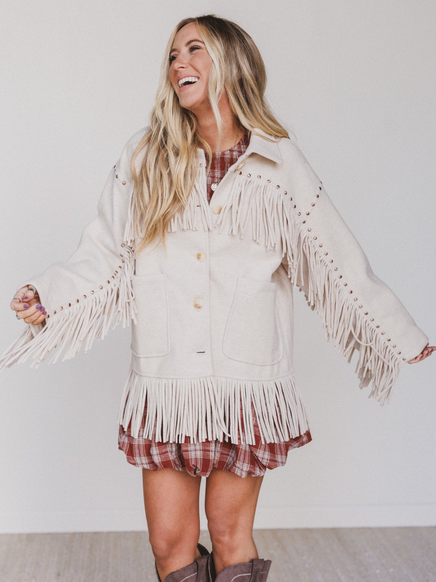 Lolo Fringe Jacket - Cream