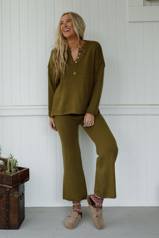 Sierra Slumber Waffle Knit Set - Olive